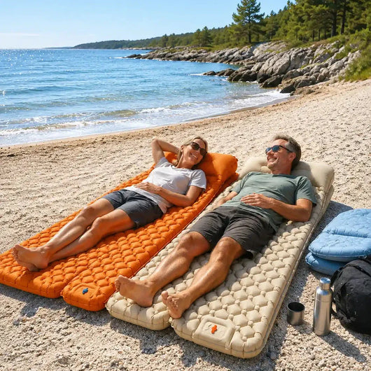 HeyPuffy- Uppblåsbar strandmadrass med fotpump