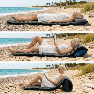 HeyPuffy- Uppblåsbar strandmadrass med fotpump